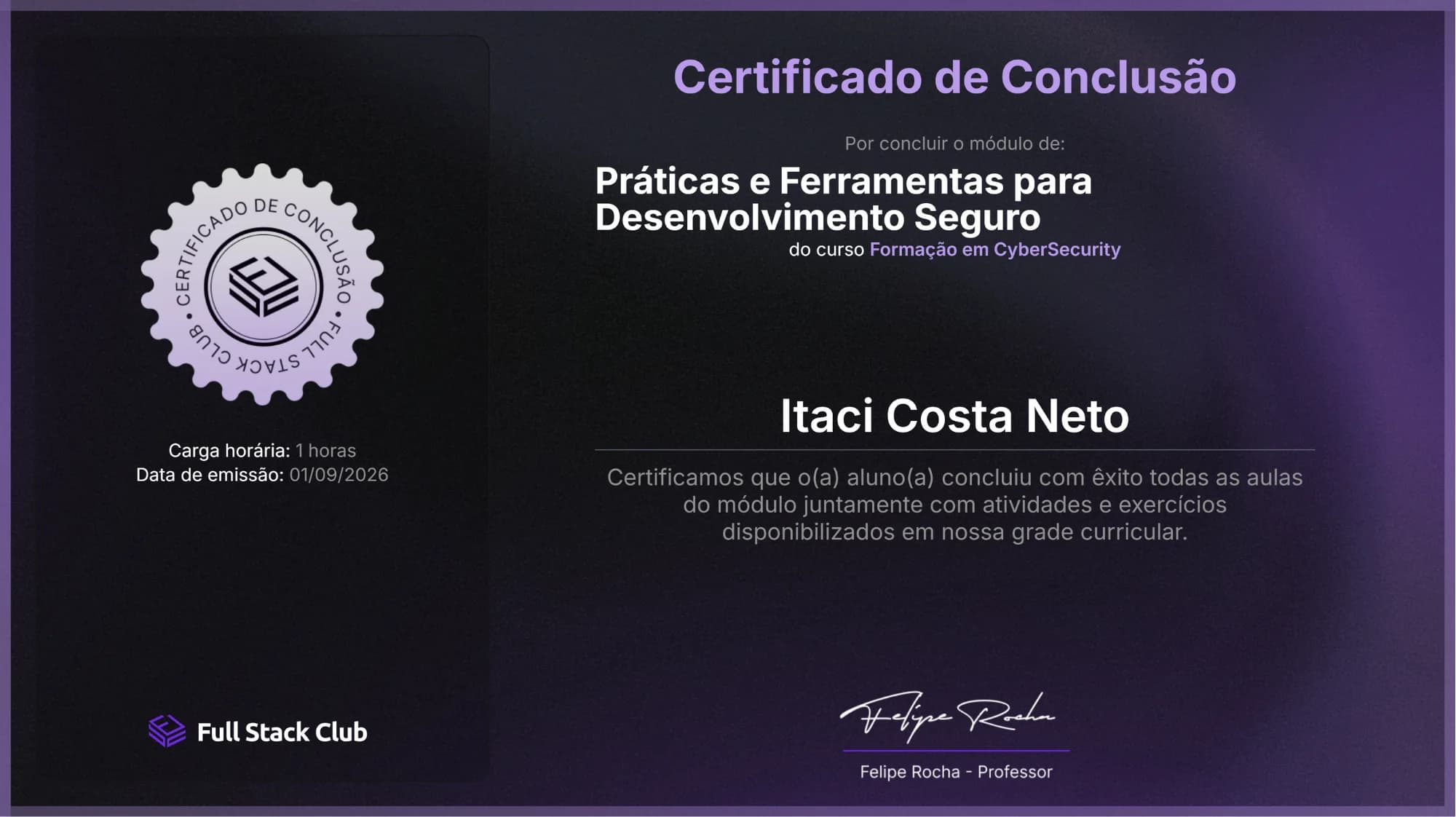 Práticas e Ferramentas para Desenvolvimento Seguro certificate