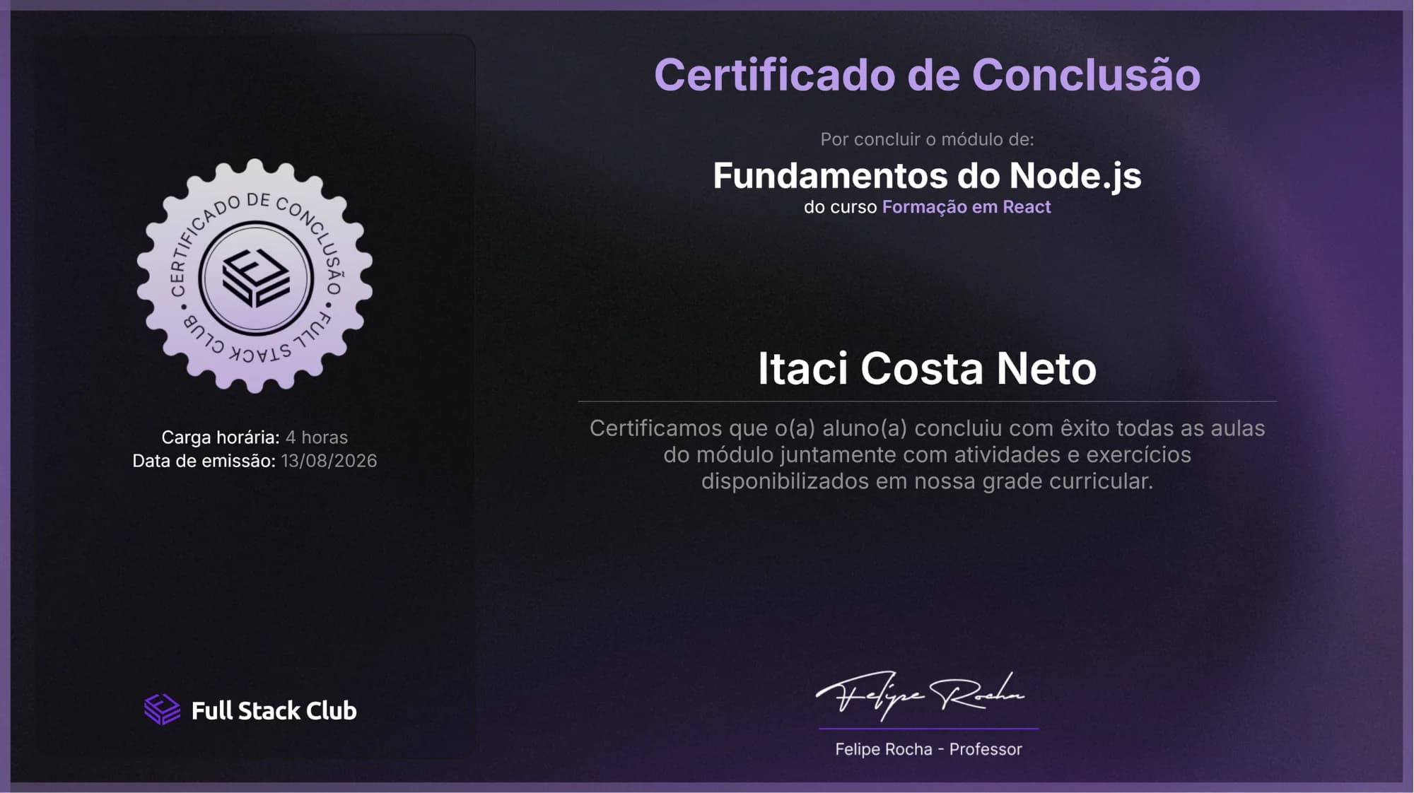 Fundamentos do Node.js certificate