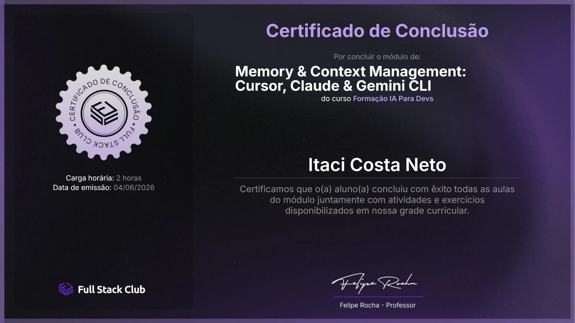 Memory & Context Management: Cursor, Claude & Gemini CLI certificate